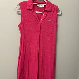 Vineyard Vines Sleeveless Polo Dress in Bright Pink